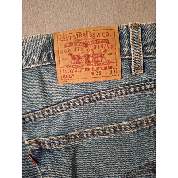 Vintage Levi's 505 Regular Fit Straight Leg Jeans Men's 38/30 Blue 1999 90s - Picture 15 of 15